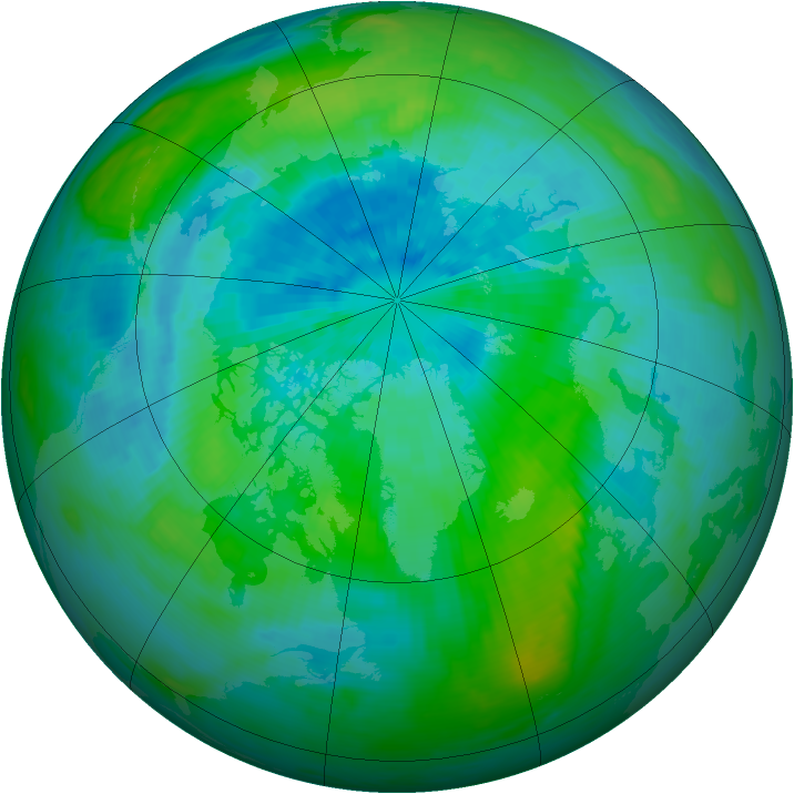 Arctic ozone map for 20 September 1989